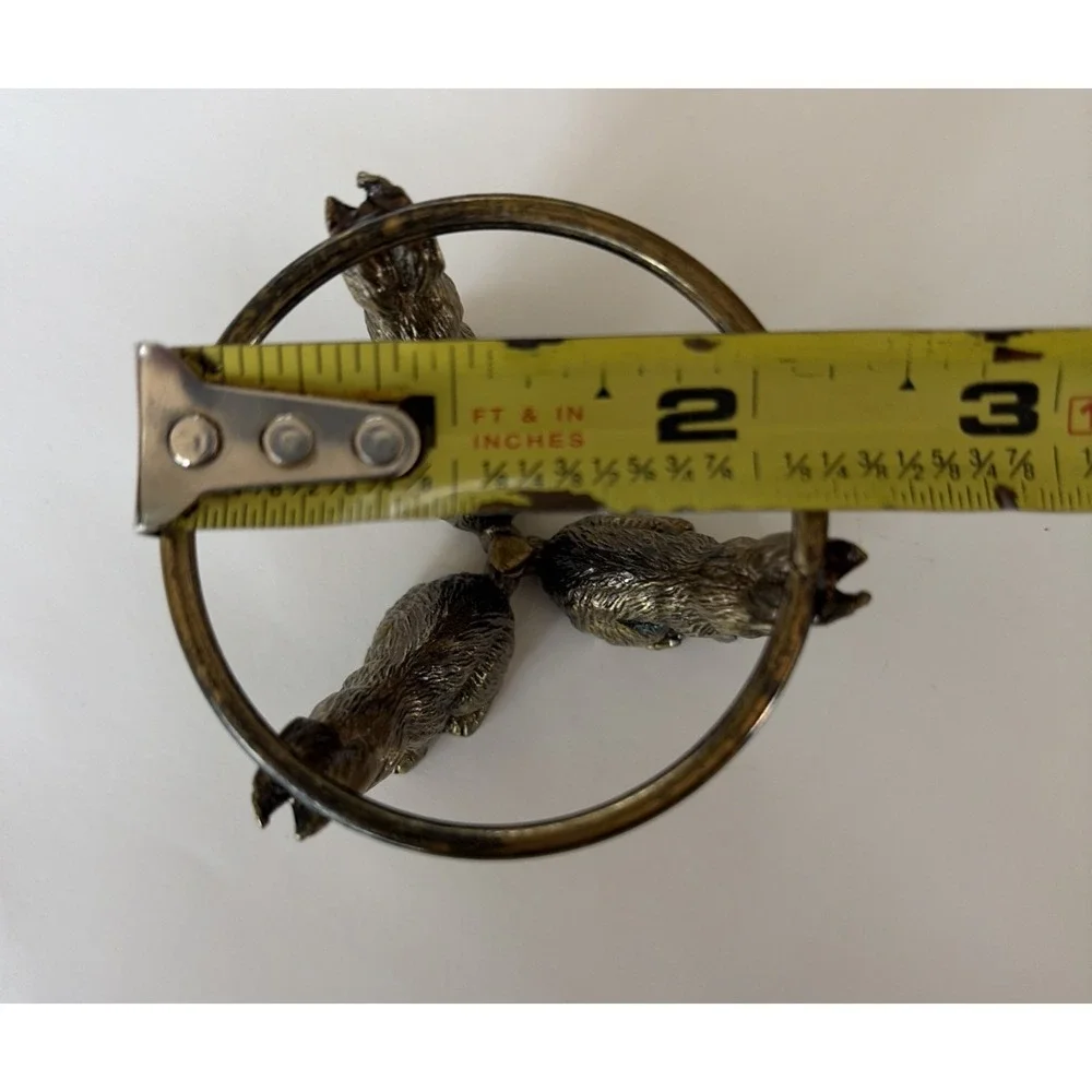 Footed Pewter 1984 3 Rabbit Display Stand Vintage Easter Egg Bunny
